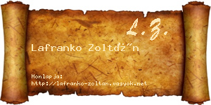 Lafranko Zoltán névjegykártya